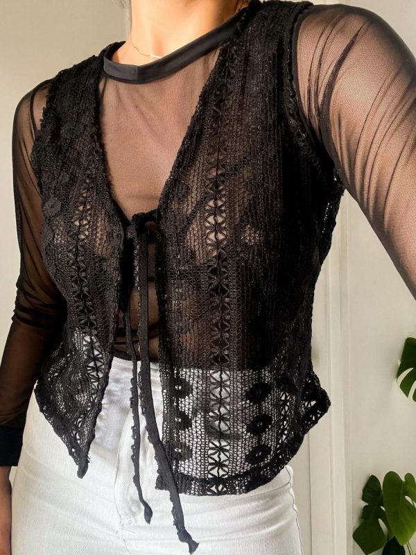 CHALECO CROCHET NEGRO - Imagen 2