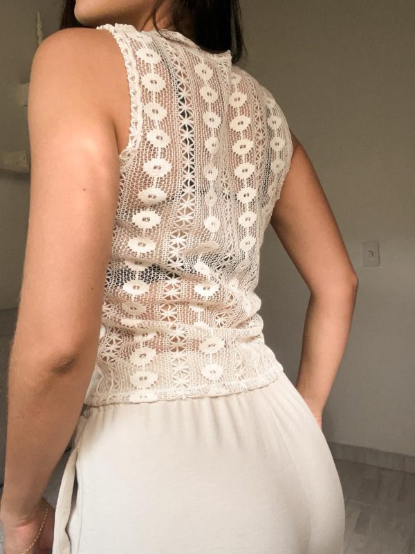 CHALECO CROCHET MARFIL - Imagen 2